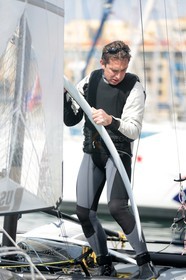 Ingrid Petitjean et Olivier Backes lors du baptême de leur Nacra 17 à la SNM. En route pour les JO de Rio