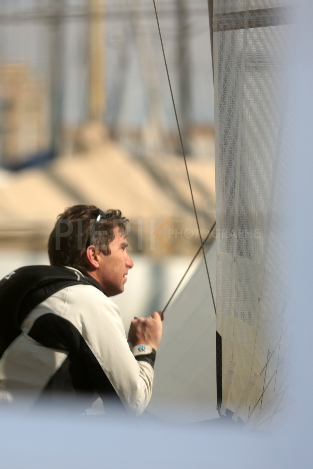 Ingrid Petitjean et Olivier Backes lors du baptême de leur Nacra 17 à la SNM. En route pour les JO de Rio