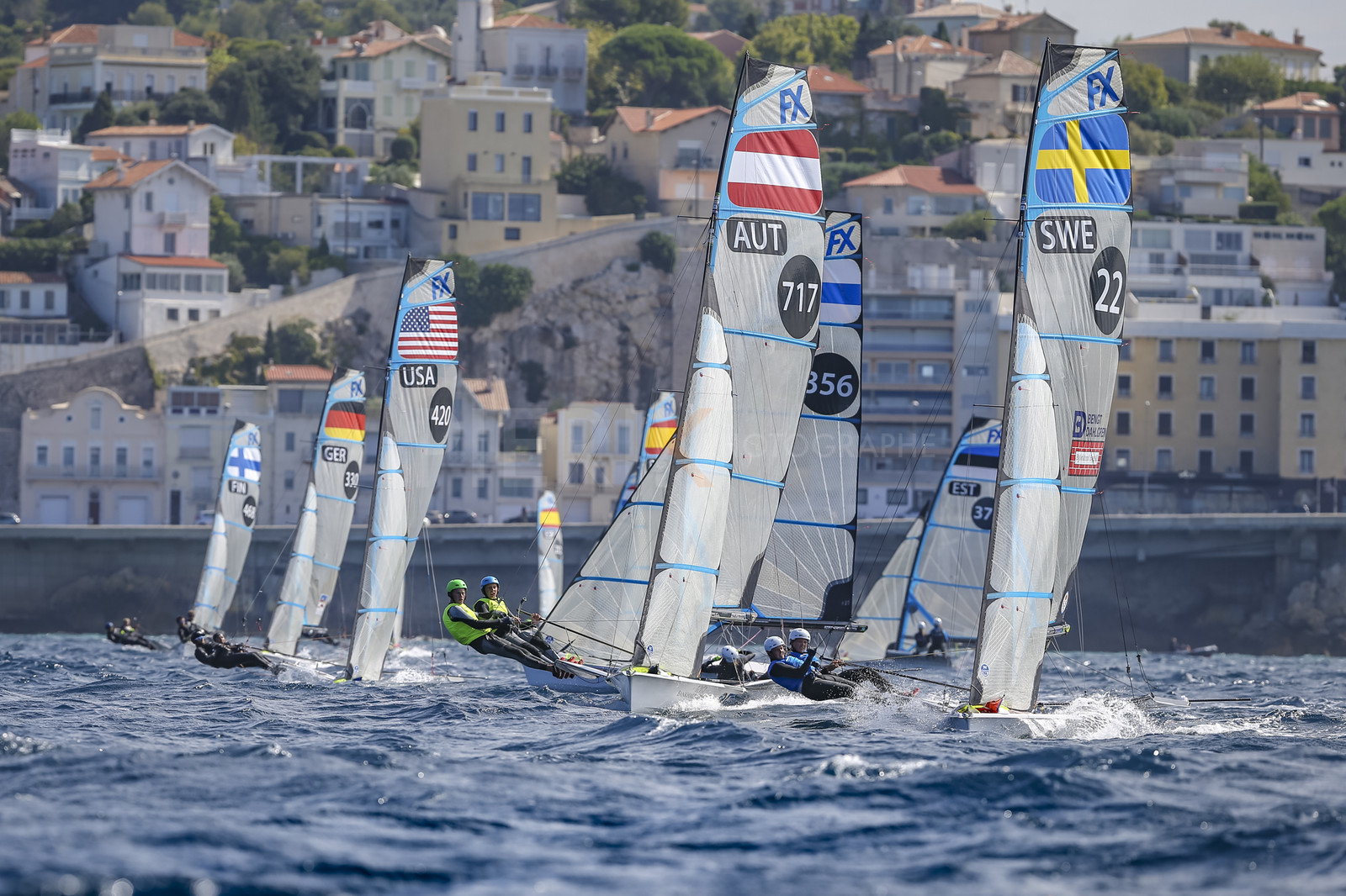 Marseille France is hosting more than 200 sailors from 28 nations for the 2018 Junior Worl Championship of 49er, 49erFX and Nacra 17. Held from 28 august to 1st september 2018. © Pierick Jeannoutot